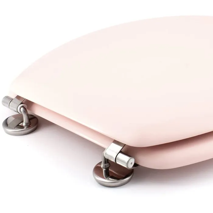 Gelco Design Abattant WC Dolce - Charnières inox - Bois moulé - Rose Crystal - Dimensions 37 x 47 x 6 cm