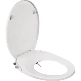 Gelco Abattant WC Japonais Clenea avec Douchette Hygiénique, Blanc - Design Extra-Plat, Charnière Amortie, Entraxe Universel (45 x 37 x 5 cm)