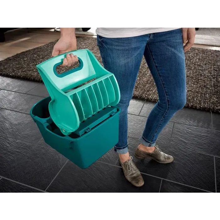 Leifheit Seau Essoreur Profi Compact 55080 - Essore-Housse 8 Litres Compatible avec Serpillère/Lave-Sol Leifheit Profi XL - Turquoise