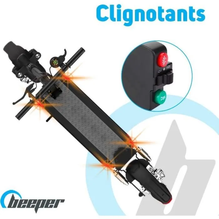 Beeper MAX FX10-G2-8 Trottinette Électrique 500W 48V 8Ah, 10 Pouces avec Alarme, Klaxon et Feux LED