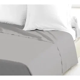 Lovely Home Drap Plat 100% Coton - 240x300 cm - Gris Clair - Certifié OEKO-TEX