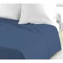 LOVELY HOME Drap plat 240 x 300 cm en 100% coton, Bleu, pour lit - Lavable en machine
