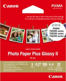Canon PP-201 Papier photo glacé 265 g/m² Format carré 9 x 9 cm - Lot de 20 feuilles