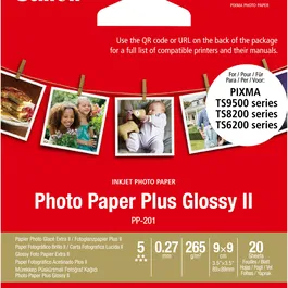 Canon PP-201 Papier photo glacé 265 g/m² Format carré 9 x 9 cm - Lot de 20 feuilles