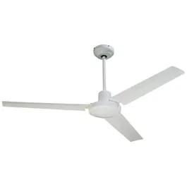 Farelek Seychelles - Ventilateur de plafond réversible 122 cm, 3 pales métal laquées blanc, 65 W, 3 vitesses - Réf. 112416