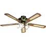 Farelek Baléares - Ventilateur de plafond réversible avec éclairage, Ø 132 cm, 5 pales noyer cannées, 3 tulipes E27 60W