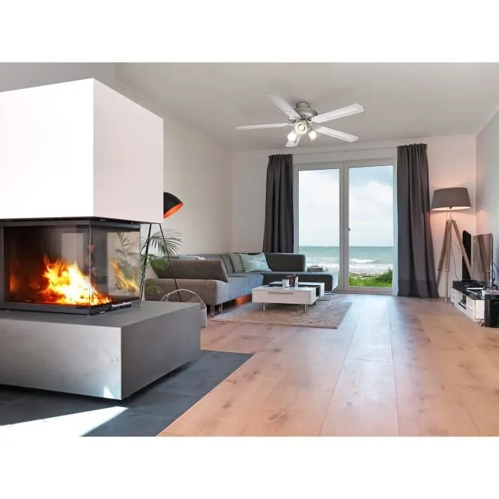 Farelek Baleares Ventilateur de Plafond Réversible Ø 132 cm - 5 Pales Blanches/Cannées avec Éclairage 3 Tulipes E27 60W Farelek Baleares Ventilateur de Plafond Réversible Ø 132 cm - 5 Pales Blanches/Cannées avec Éclairage 3 Tulipes E27 60W