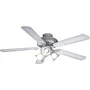 Farelek Baleares Ventilateur de Plafond Réversible Ø 132 cm - 5 Pales Blanches/Cannées avec Éclairage 3 Tulipes E27 60W