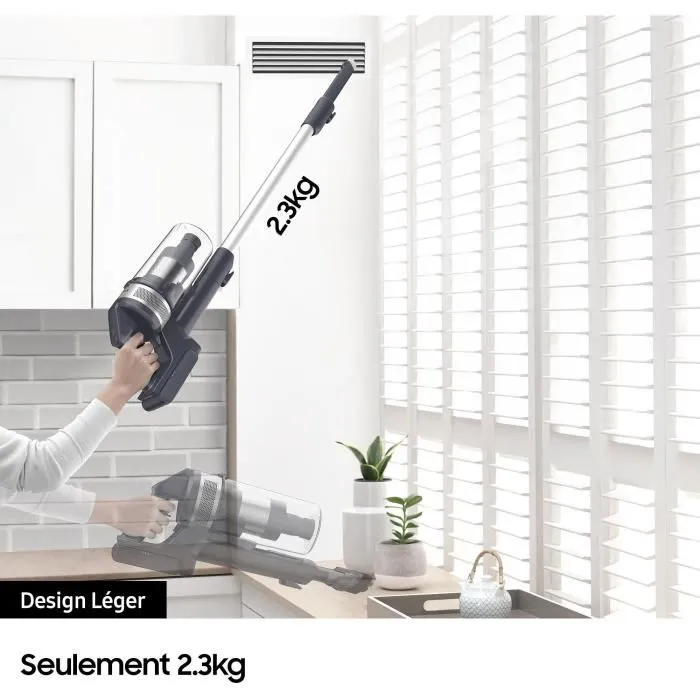 Samsung Jet 60 Turbo VS15A6031R4 - Aspirateur balai sans sac 150 AW - Filtration HEPA - Autonomie 40 min - Brosse Fit - Charge murale