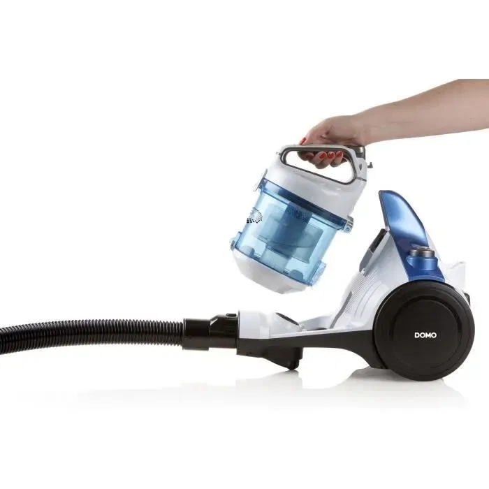 Domo Aspirateur traîneau sans sac DO7286S - 1,5 L - 700 W - Blanc et bleu - Puissant et pratique pour le nettoyage quotidien Domo Aspirateur traîneau sans sac DO7286S - 1,5 L - 700 W - Blanc et bleu - Puissant et pratique pour le nettoyage quotidien