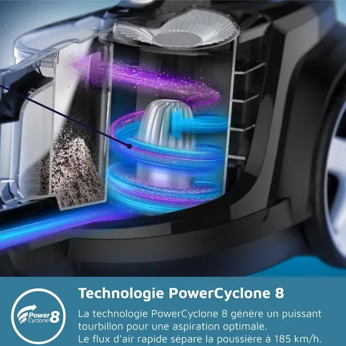 Philips FC9729/09 Aspirateur Traîneau sans Sac Série 7000 Power pro Expert 900W, Technologie PowerCyclone 8 et Filtration Allergy H13 HEPA, Rouge, Bac 2L