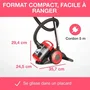 Oceanic VC10RBAX2 - Aspirateur traîneau sans sac, 700 W, 80 dB, filtre HEPA lavable, 3 L, couleur rouge - Avec 2 brosses