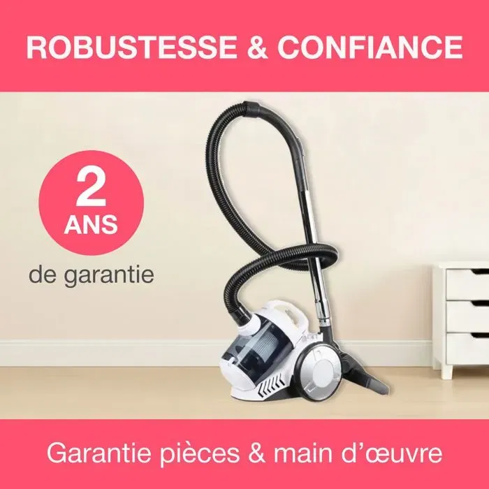 Oceanic Aspirateur traîneau sans sac VC10WBAX2 Blanc 700W, filtre HEPA lavable, capacité 3L pour un intérieur propre