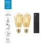WiZ Kit de démarrage avec 2 ampoules LED connectées Edison E27 Blanc variable 50W + Télécommande nomade pour variateur de lumière