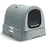 Curver Bac à litière pour chat avec système coulissant et filtre à charbon, couleur bleu gris, 51 x 38,5 x 39,5 cm