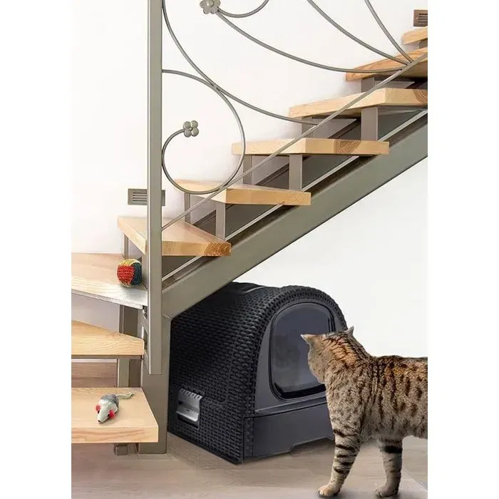 Curver - Bac à litière pour chats avec tiroir, anthracite - 51 x 38.5 x 39.5 cm