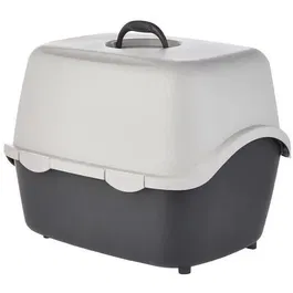 TRIXIE Vico - Bac à litière pour chat hermétique avec couvercle - 40 x 40 x 56 cm - Gris foncé et gris clair