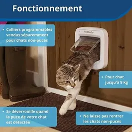 PetSafe PPA19-16145 - Chatière électronique micropuce à piles, système de verrouillage 4 positions, dimensions 22 x 12.2 x 23.9 cm - Pour chats