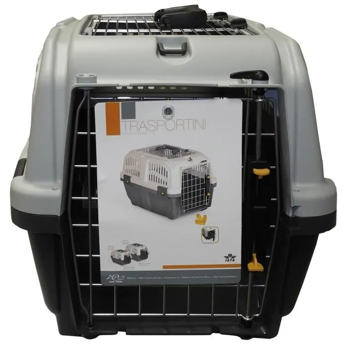 AIME Panier de transport Skudo 55x36x35cm pour chien et chat - Cage de voyage avec grille métallique et aérations latérales