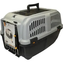 AIME Panier de transport Skudo 55x36x35cm pour chien et chat - Cage de voyage avec grille métallique et aérations latérales