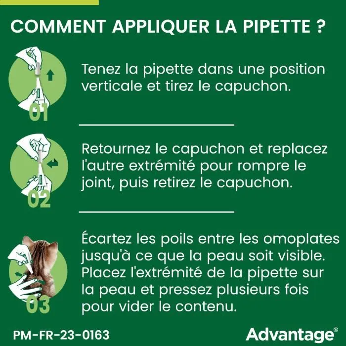 Advantage - Antipuces pour Chat et Lapin jusqu'à 4kg - Élimination rapide en 12h - Lot de 4 Pipettes - Action longue durée