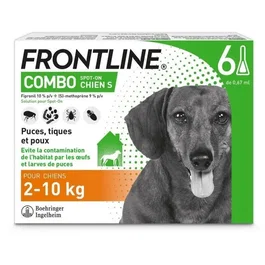Frontline Combo chien - Anti-puces anti-tiques - S - 2-10kg - 6 pipettes