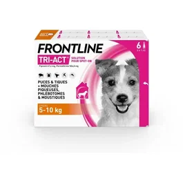 Frontline Tri-Act chien - Anti-puces anti-tiques - 5-10kg - 6 pipettes