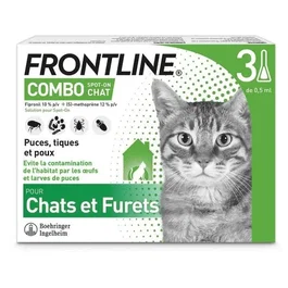 Frontline Combo Chat - Anti-puces et anti-tiques - 3 pipettes