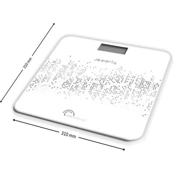 Little Balance Pèse-personne électronique parlant Voice 180 kg - 100 g de précision, grand écran LCD, plateau en verre trempé, Noir