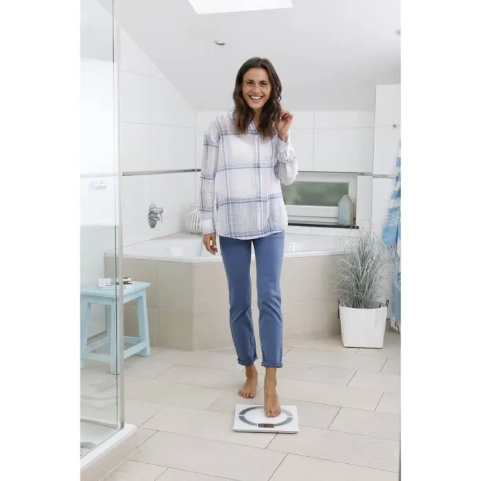 Medisana BS 444 - Balance Connectée d'Analyse Corporelle avec Mesure de Poids, Graisse, Eau, Muscle, Os, IMC et Calories - Jusqu'à 8 Utilisateurs