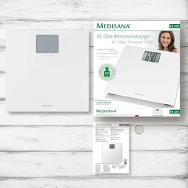 Medisana PS 470 Pèse-personne numérique XL Blanc - Capacité 250 kg - Grand écran LCD - Éteint automatiquement - Sécurité bords arrondis