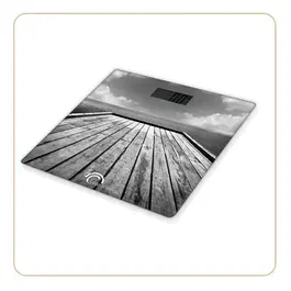 Little Balance Balance Électronique 8107 - Design Paysage Ponton par Delphine Ribeyre - Plateau Verre 300x300 mm - Capacité 180 kg / Précision 100 g - LCD - Piles Incluses