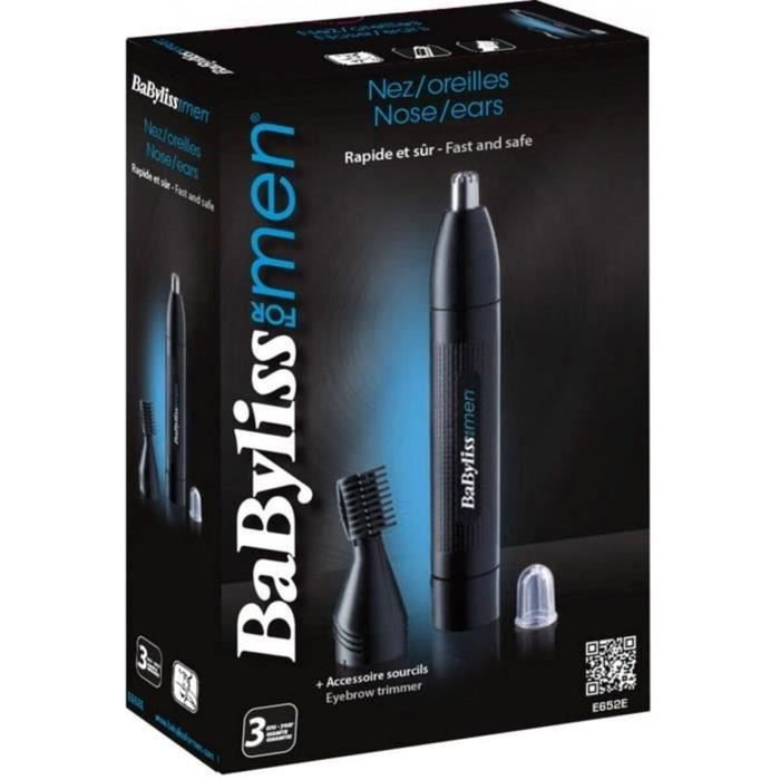BaByliss Tondeuse nez, oreilles et sourcils E652E - Noir BaByliss Tondeuse nez, oreilles et sourcils E652E - Noir