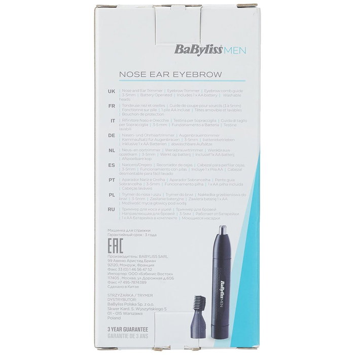 BaByliss Tondeuse nez, oreilles et sourcils E652E - Noir BaByliss Tondeuse nez, oreilles et sourcils E652E - Noir