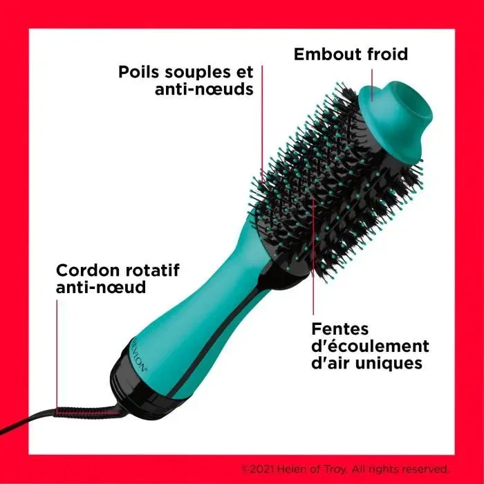 Revlon Brosse Sèchante et Coiffante Volumisante Teal Blue - Technologie Ionique, 2 Vitesses, 3 Niveaux de Chaleur, Revêtement Céramique