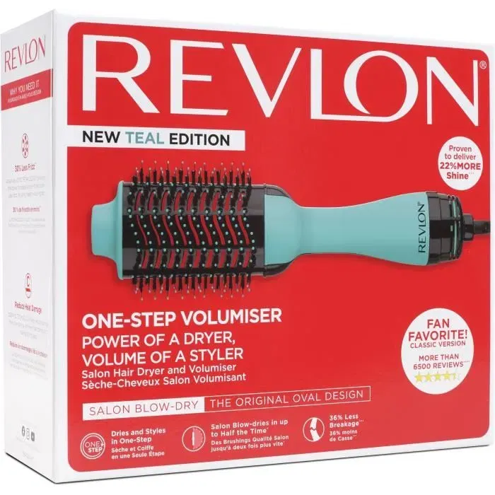 Revlon Brosse Sèchante et Coiffante Volumisante Teal Blue - Technologie Ionique, 2 Vitesses, 3 Niveaux de Chaleur, Revêtement Céramique