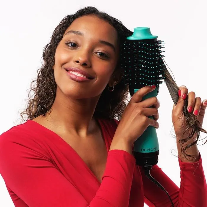 Revlon Brosse Sèchante et Coiffante Volumisante Teal Blue - Technologie Ionique, 2 Vitesses, 3 Niveaux de Chaleur, Revêtement Céramique