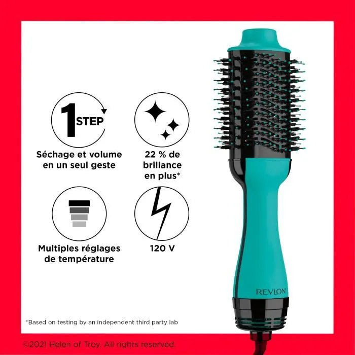 Revlon Brosse Sèchante et Coiffante Volumisante Teal Blue - Technologie Ionique, 2 Vitesses, 3 Niveaux de Chaleur, Revêtement Céramique