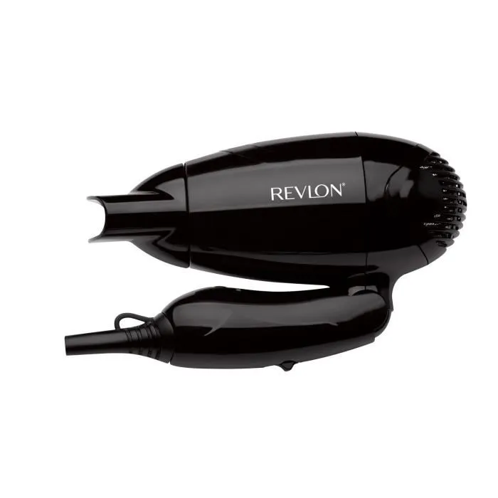 Revlon REV-007 Sèche-cheveux de voyage, 1200 W, 2 vitesses, 2 températures, poignée pliable, bi-tension, embout détachable