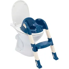 Thermobaby Réducteur de toilettes Kiddyloo pour l'apprentissage de la propreté, réglable en hauteur avec marche antidérapante, Bleu Océan
