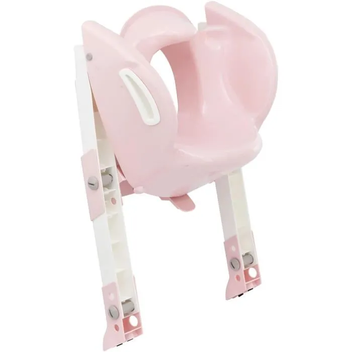 Thermobaby Réducteur de WC Kiddyloo pour Apprentissage de la Propreté, Pieds Réglables 43-48 cm - Rose Poudré