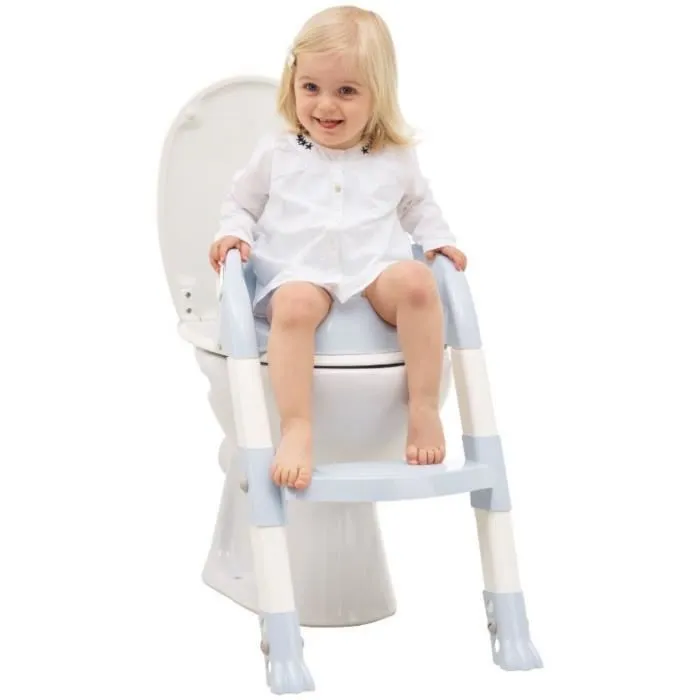 Thermobaby Kiddyloo Réducteur de WC pour bébé - Fleur bleue, pour enfant à partir de 18 mois, hauteur réglable 43-48 cm en polypropylène