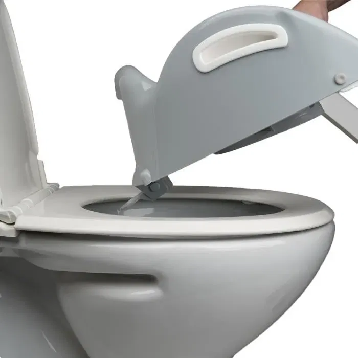 Thermobaby Réducteur de WC KIDDYLOO© Gris Charme - Ultra astucieux, ludique, hygiénique, avec pieds réglables et marche antidérapante - Facile à nettoyer et à ranger