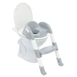 Thermobaby Réducteur de WC KIDDYLOO© Gris Charme - Ultra astucieux, ludique, hygiénique, avec pieds réglables et marche antidérapante - Facile à nettoyer et à ranger