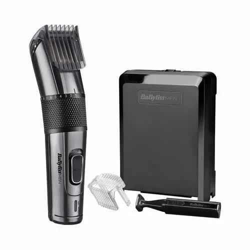 Babyliss Tondeuse à Cheveux et Barbe sans Fil E978E Carbon Titanium - 26 Hauteurs de Coupe (0.5-25 mm) Autonomie 60 min - Lames Amovibles