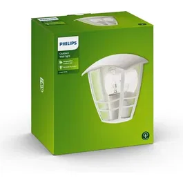 Philips Creek Applique Murale d'Extérieur Lanterne LED 60W, 3 Faces en Polycarbonate, Aluminium, Blanc, Design Galbé pour Jardin