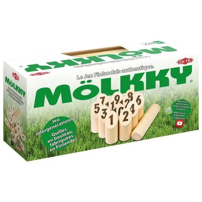 Tactic Mölkky Jeu de quilles en bois - Jeu d'adresse et de stratégie familial - Version standard