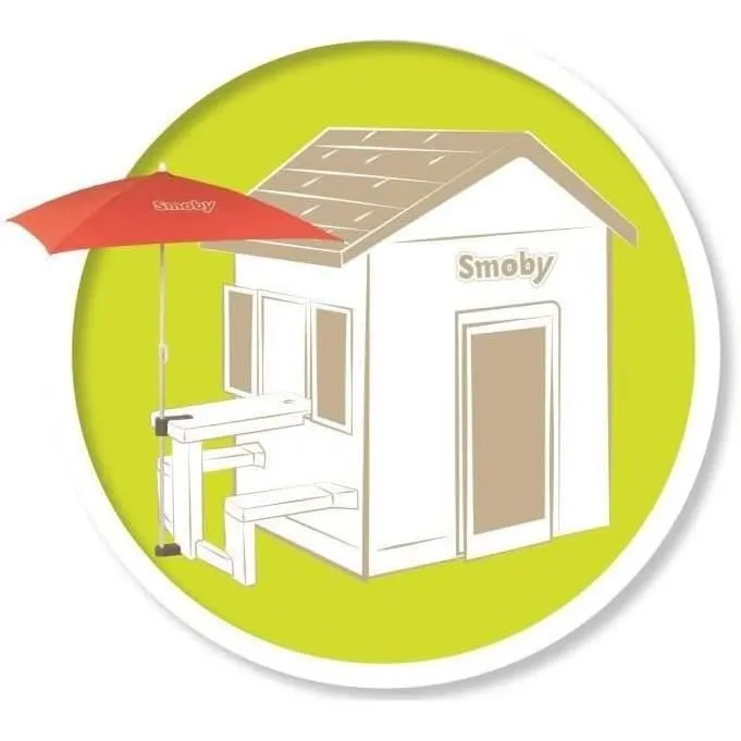 Smoby - Parasol pour table pique-nique - 80 x 90 cm - Hauteur réglable 1.05 à 1.55 m - Fixation incluse - Rouge