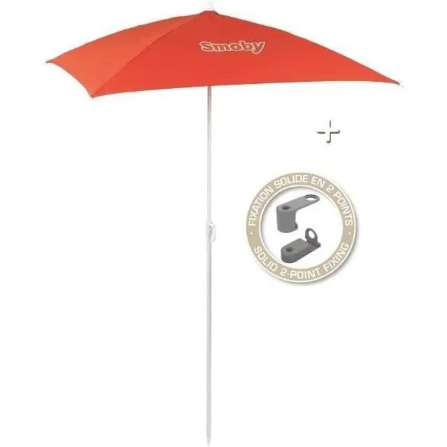 Smoby - Parasol pour table pique-nique - 80 x 90 cm - Hauteur réglable 1.05 à 1.55 m - Fixation incluse - Rouge