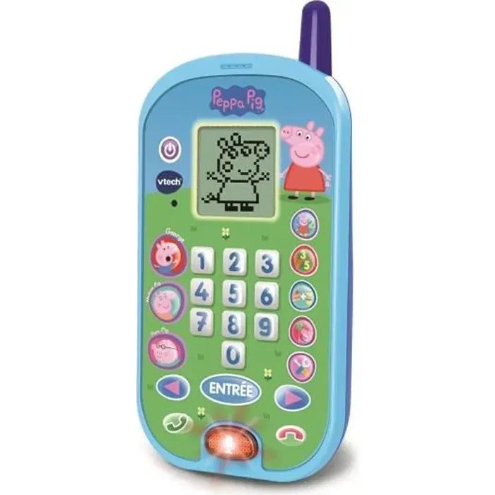 Vtech Téléphone éducatif Peppa Pig pour enfants dès 2 ans avec 10 touches chiffres, sons amusants et voix originales Vtech Téléphone éducatif Peppa Pig pour enfants dès 2 ans avec 10 touches chiffres, sons amusants et voix originales